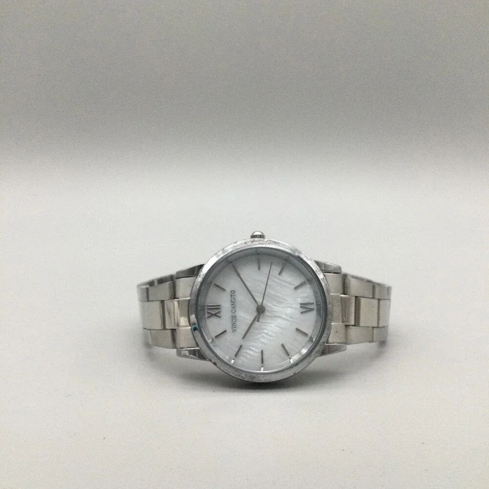 Vince Camuto Womens Watch 32mm White MOP Dial Silver Tone Stainless 7.25